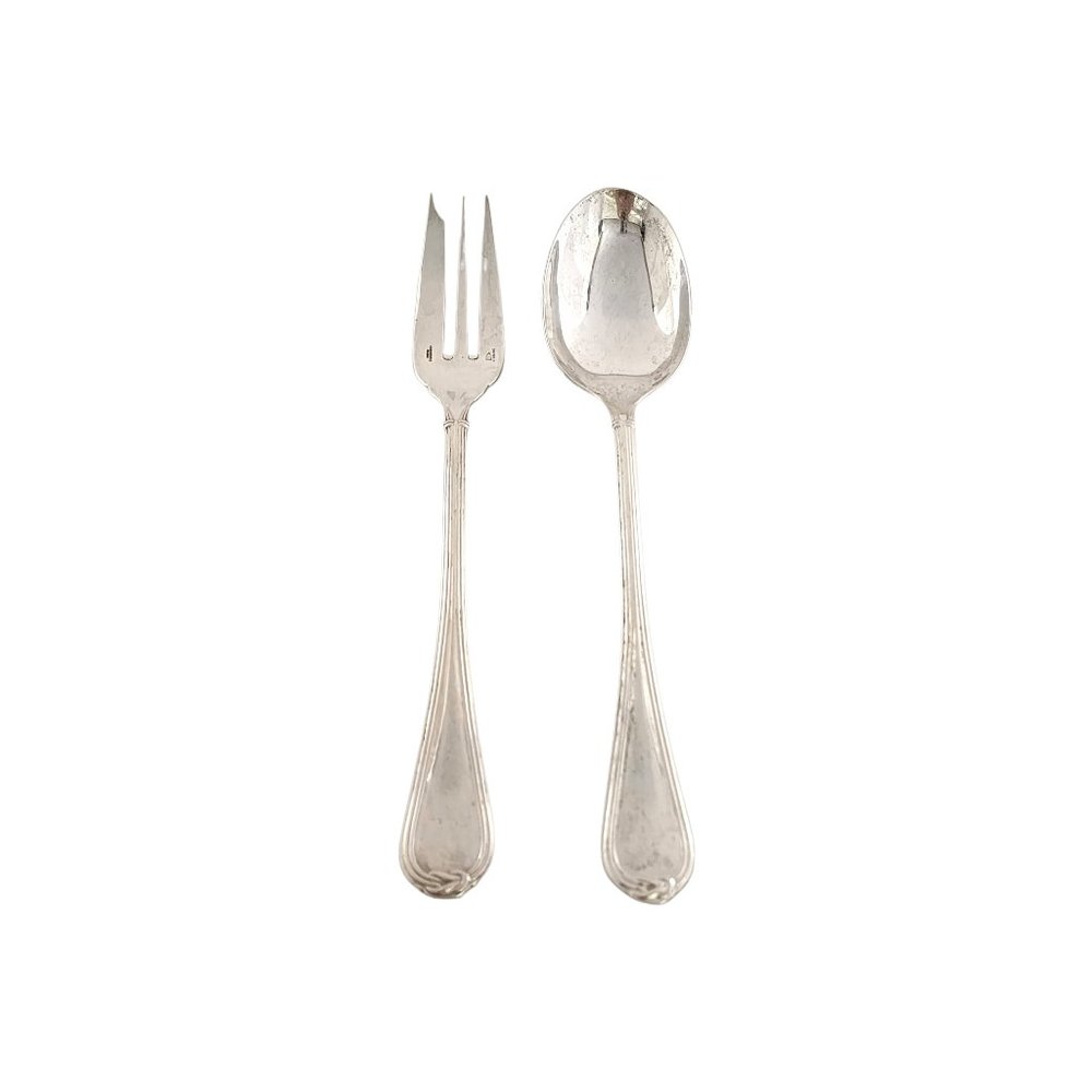 Christofle Sterling Silver Oceana Salad Serving Set Fork and Spoon (A) #12334